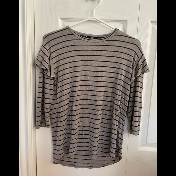 Anthropologie DOLAN LEFT COAST Grey BINNEY STRIPED Top - Picture 4 of 4